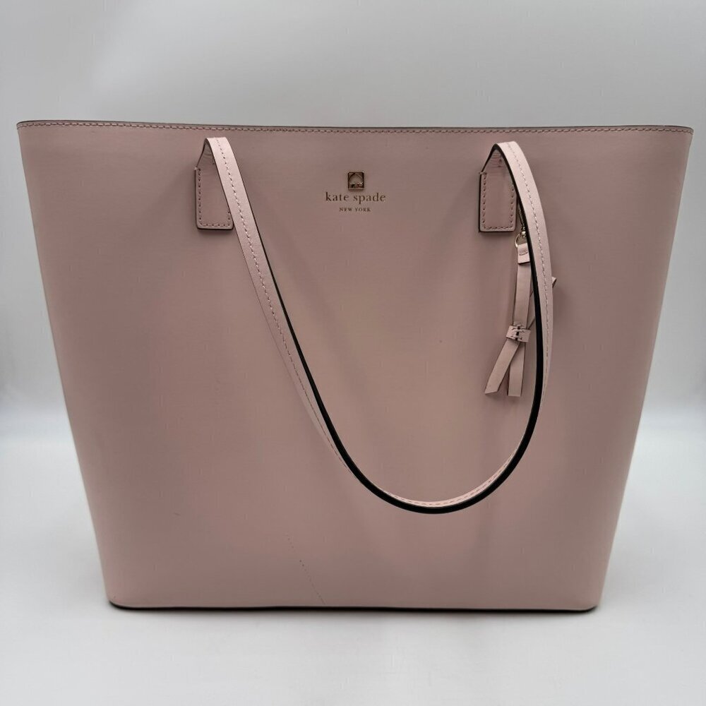 Kate Spade Large Tori Tote Soft Pink Leather Handbag With Dual Handles & Bow